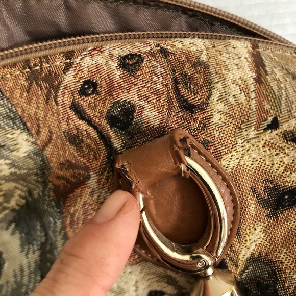 Dog Print Tapestry Bag with Brown Accents - Picture 4 of 11